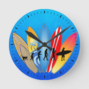 Surfing Evolution Round Clock