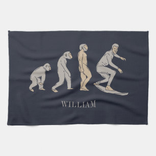 Surfing Evolution Surfboard Beach Sports Kitchen Towel