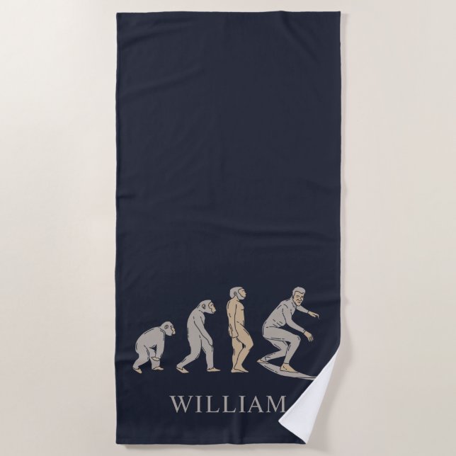 Surfing Evolution Surfboard Beach Sports Towel (Front)