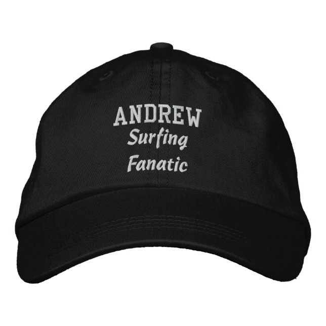 Surfing Fanatic Custom Name V08E Embroidered Hat (Front)