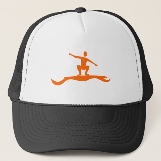 Surfing Figure - Orange Trucker Hat (Front)