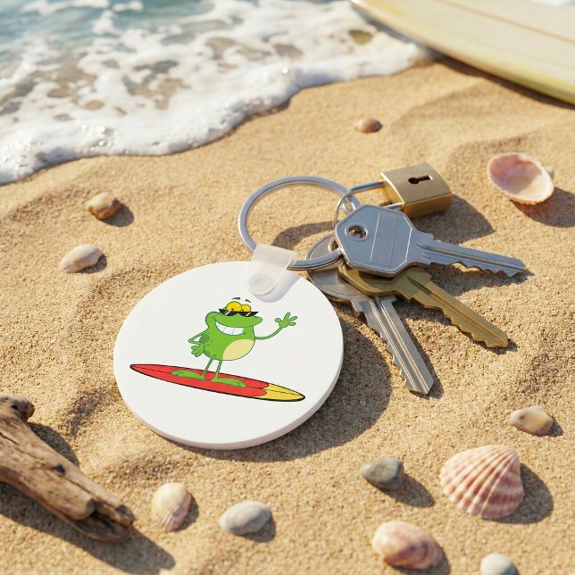 Surfing Frog Wearing Sunglasses Keychain (Creator Uploaded)