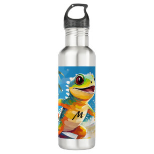 Surfing Gecko Riding The Waves 710 Ml Water Bottle