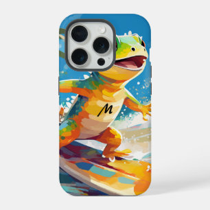 Surfing Gecko Riding The Waves iPhone 15 Pro Case