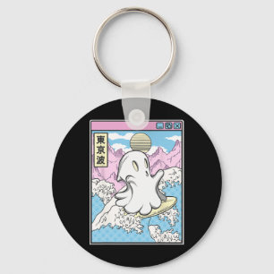 Surfing Ghost In Japanese Waves Anime Kawaii Vapor Keychain