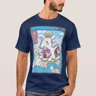 Surfing Ghost Strawberry Milk Japanese Wave Kawaii T-Shirt