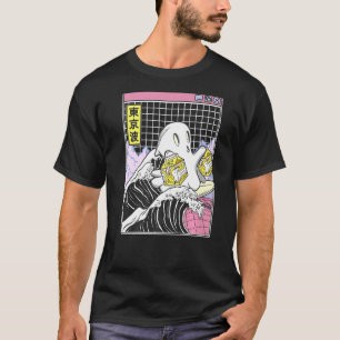 Surfing Ghost With Banana Milk Cartons Japan Wave  T-Shirt