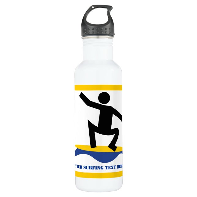 Surfing gifts, surfer on his surfboard custom 710 ml water bottle (Front)