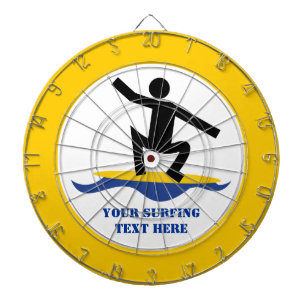 Surfing gifts, surfer on his surfboard custom dartboard