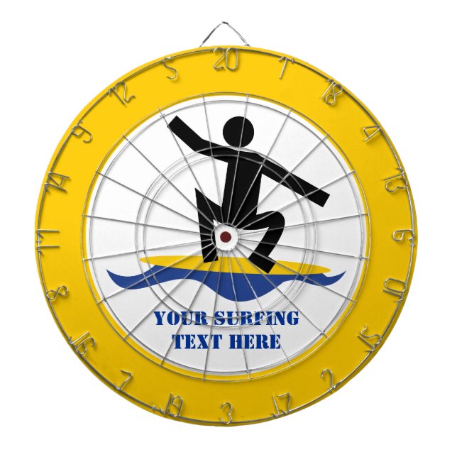 Surfing gifts, surfer on his surfboard custom dartboard (Front)