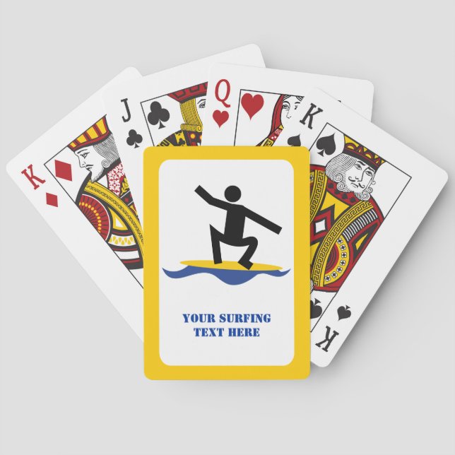 Surfing gifts, surfer on his surfboard custom playing cards (Back)
