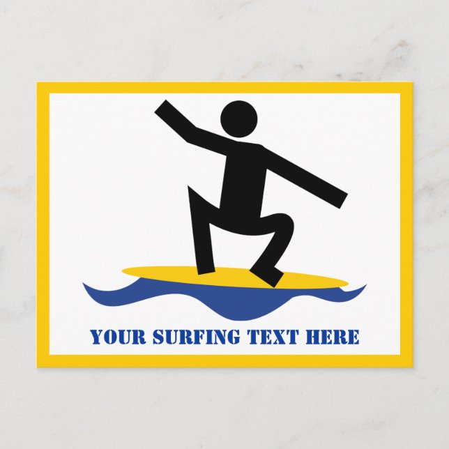 Surfing gifts, surfer on his surfboard custom postcard (Front)