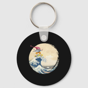 Surfing Gnome Riding Great Wave Off Kanagawa - Gno Keychain