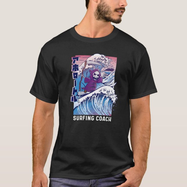 Surfing Grim Reaper  Fun Surfer T-Shirt (Front)