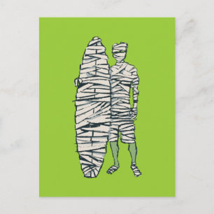 Surfing Halloween Mummy Postcard