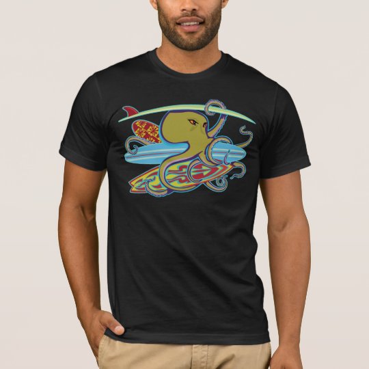 Surfing Halloween Octopus T-Shirt