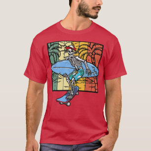 Surfing Halloween Skeleton Pineapple Surfboarder S T-Shirt