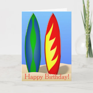 Surfing. Happy birthday. Card