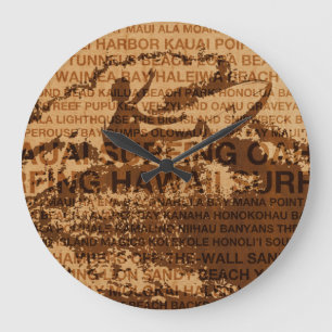 Surfing Hawaii Cutback Faux Wood Clock