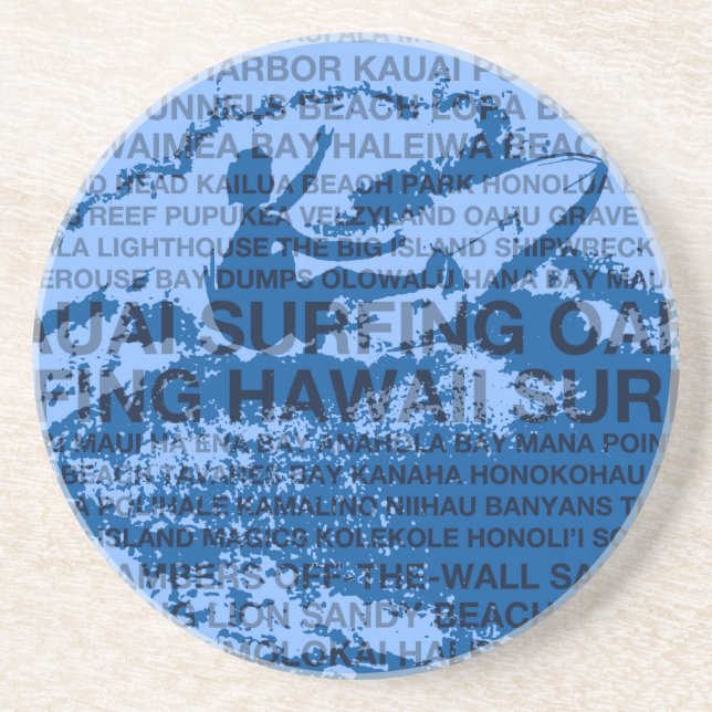 Surfing Hawaii Cutback Hawaiian Sandstone Coaster (Front)