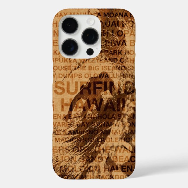 Surfing Hawaii Green Room Faux Wood Surfer  Case-Mate iPhone Case (Back)