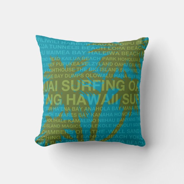 Surfing Hawaii Palm Trees Hawaiian Pillows (Front)