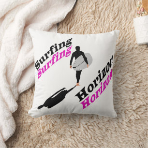 Surfing horizon Throw Pillow