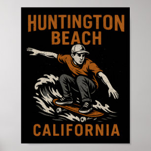 Surfing Huntington Beach California Vintage Mens B Poster