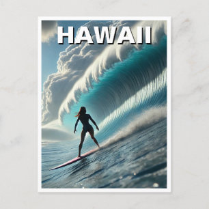 Surfing in Hawaii Surfer Girl Wave Postcard