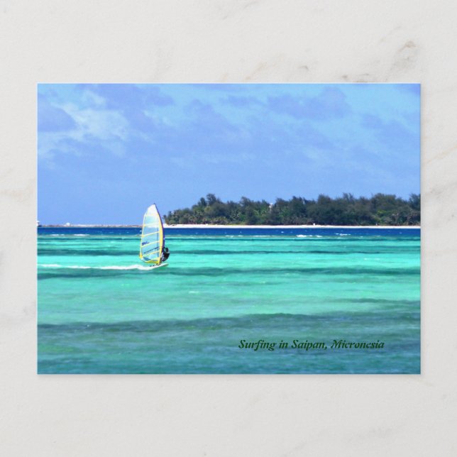 Surfing in Saipan Postcard (Front)