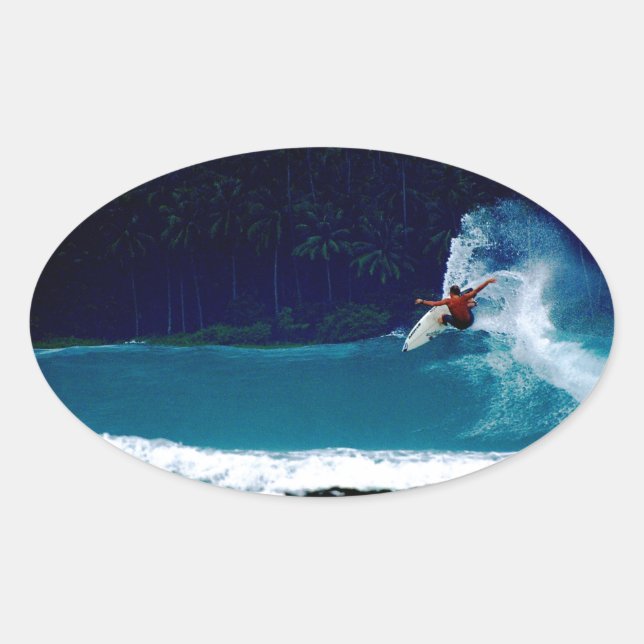 surfing indonesia nias air reverse blowtail oval sticker (Front)
