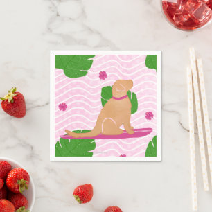 Surfing Island Yellow Dog Paper Napkin