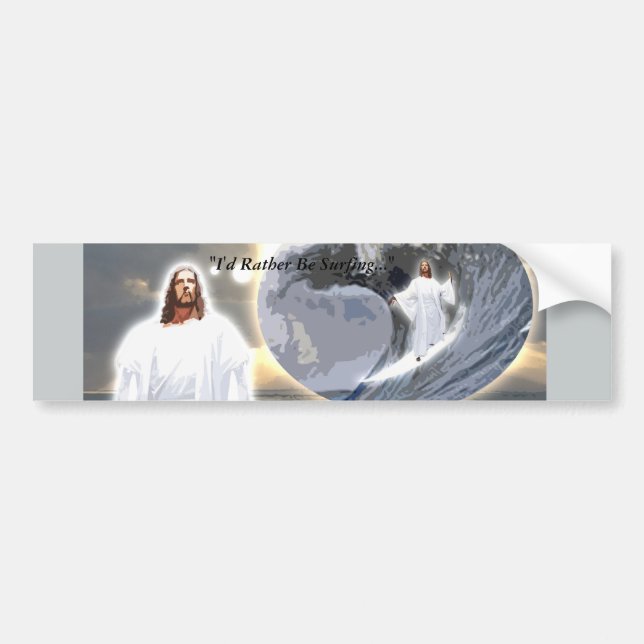 Surfing Jesus Bumpersticker Bumper Sticker (Front)