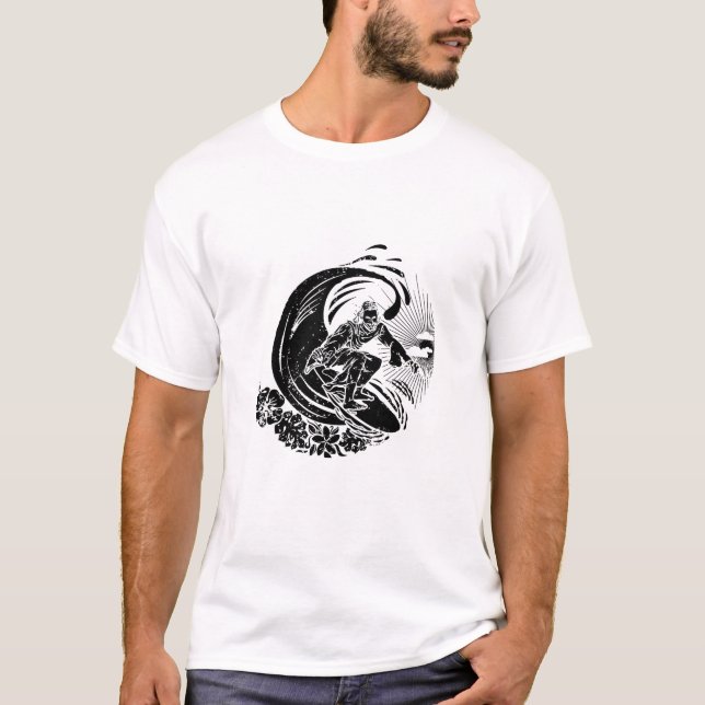 Surfing Jesus Vintage Distressed T-Shirt (Front)