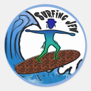 Surfing Jew Stickers