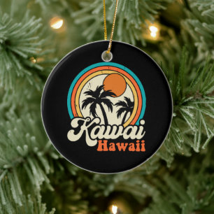 Surfing Kawaii Hawaii Ceramic Ornament