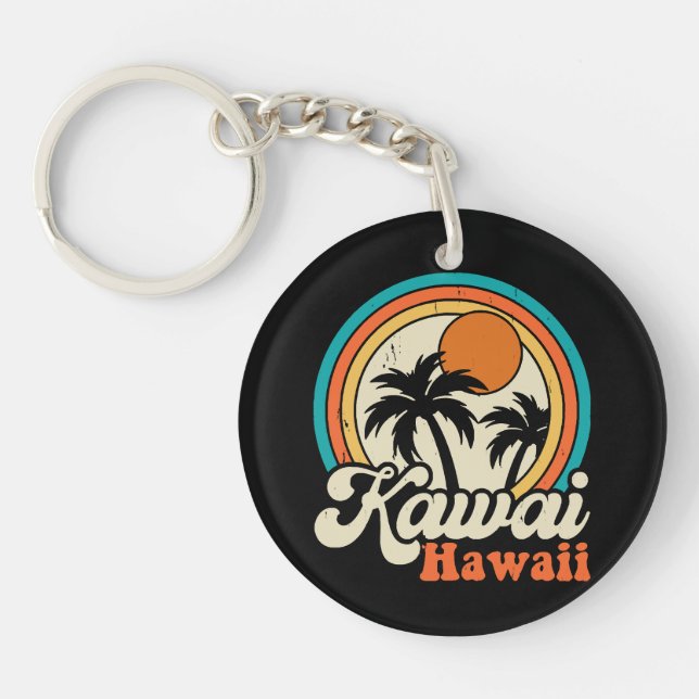 Surfing Kawaii Hawaii Keychain (Front)