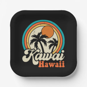 Surfing Kawaii Hawaii Paper Plate