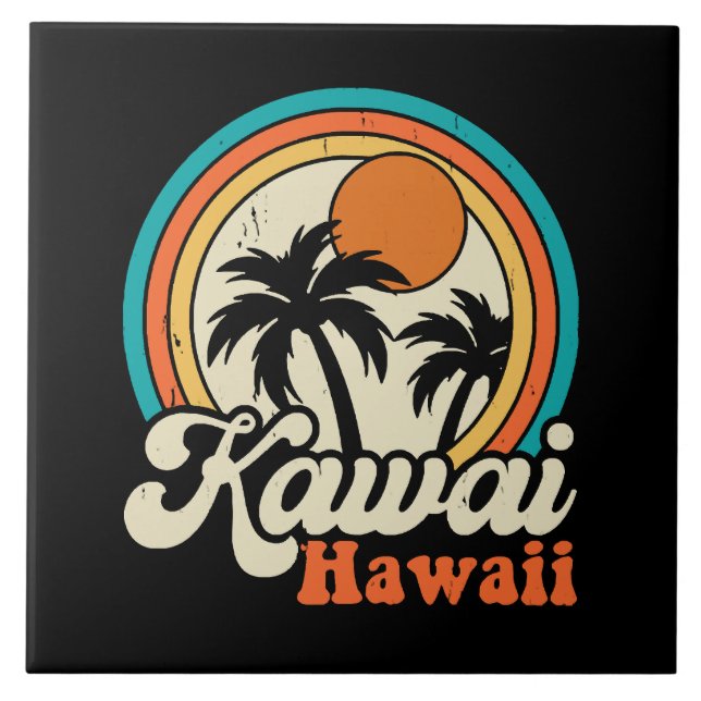 Surfing Kawaii Hawaii Tile (Front)