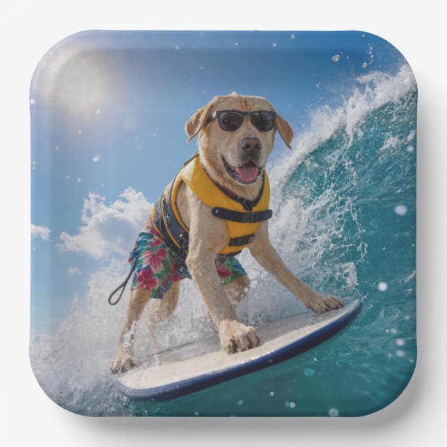 Surfing Labrador Retriever Paper Plate (Front)