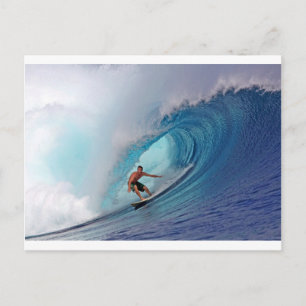 Surfing large blue wave Mentawai Islands Postcard