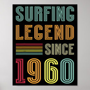 Surfing Legend 1960 65 Years Water Surf 65th Birth Poster