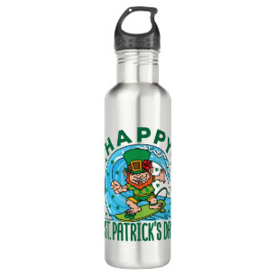 Surfing Leprechaun Hawaiian St Patricks Day 710 Ml Water Bottle