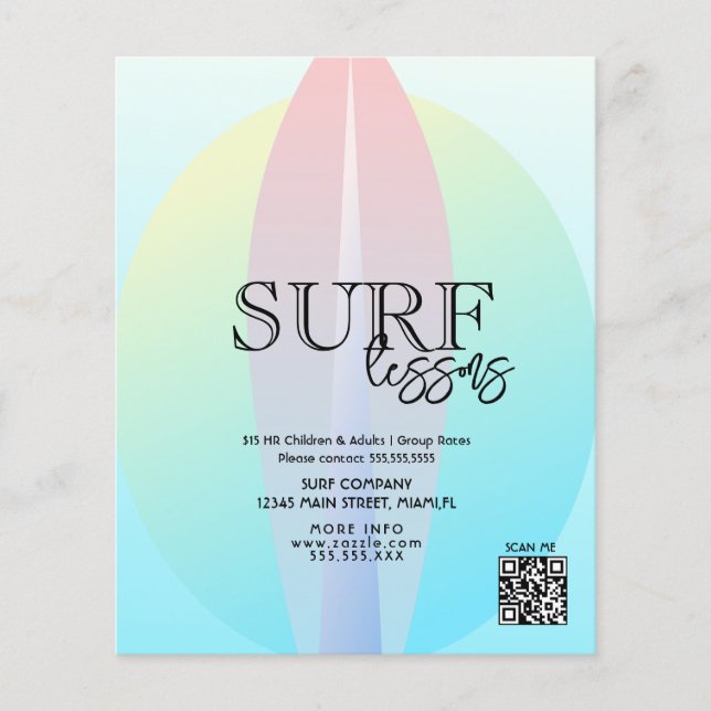 Surfing Lesson Adult Children Business  Flyer (Front)