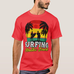 Surfing Malibu Beach Vacation Retro Surfer T-Shirt