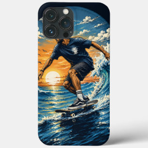 Surfing man on the waves  iPhone 13 pro max case