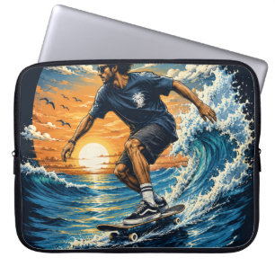 Surfing man on the waves laptop sleeve