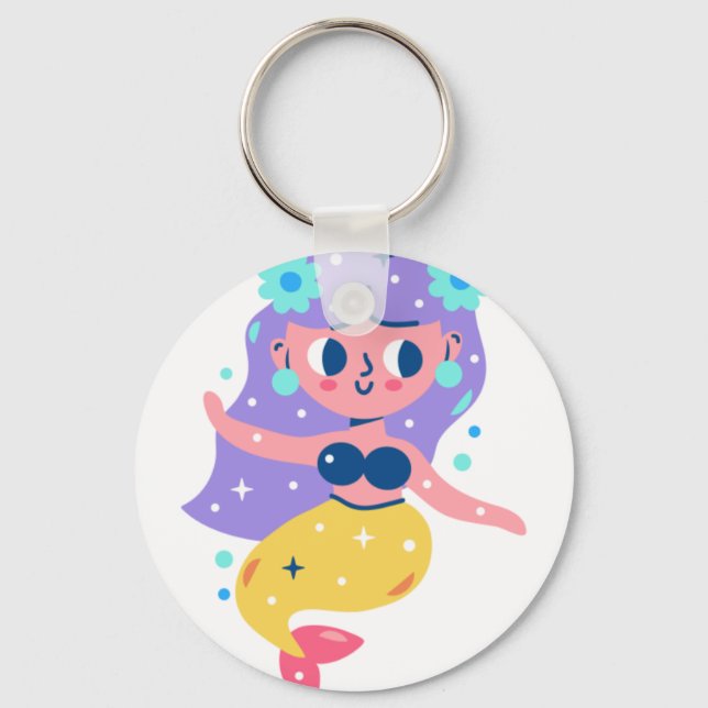 Surfing mermaid keychain (Front)