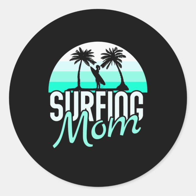 Surfing Mom Classic Round Sticker (Front)