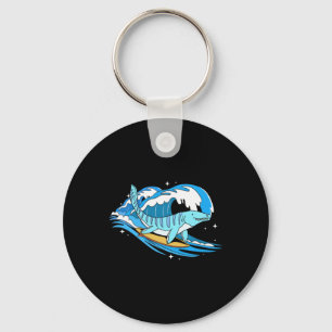 Surfing Mosasaurus Dino Funny Aquatic Dinosaur  Keychain